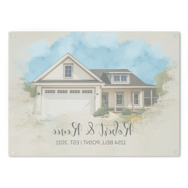 House portrait glass cutting board