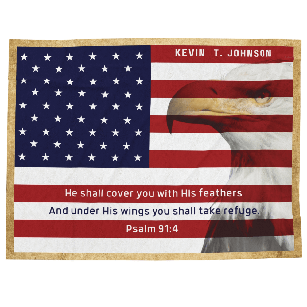 Psalm 91:4 American Flag Blanket