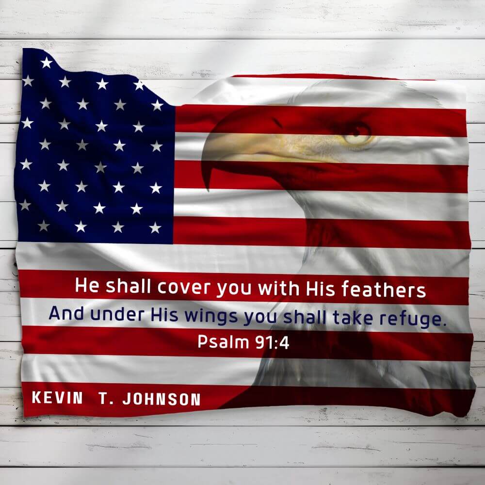 American Flag Blanket with bible scripture