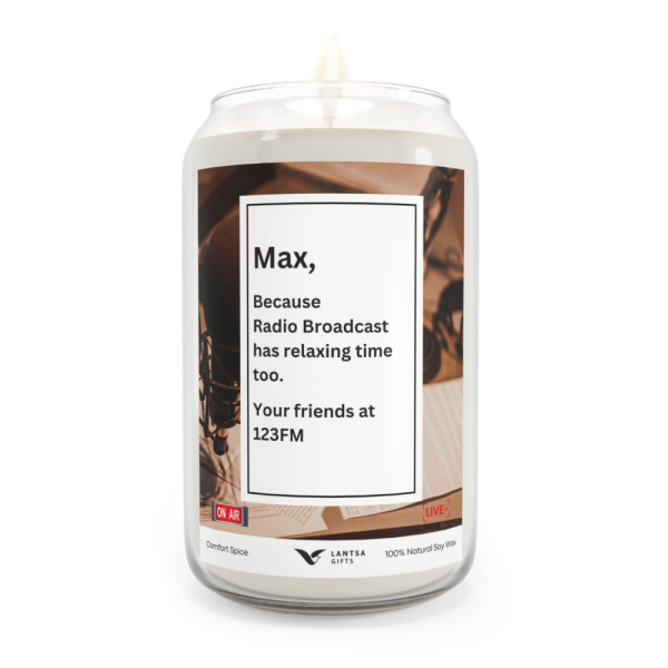 Radio broadcaster custom candle