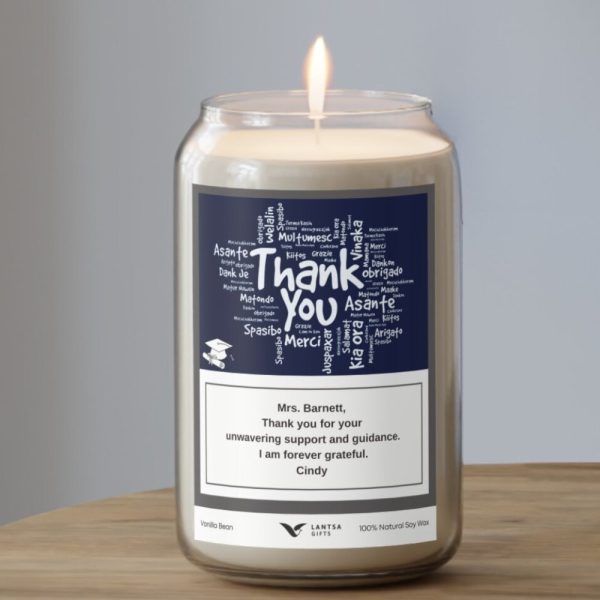 Graduate thank you custom candle