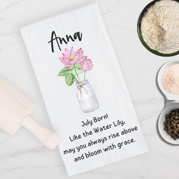 Birth Month Flower Custom Tea Towel