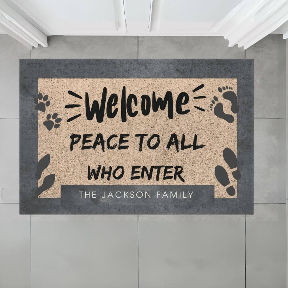 Peace to all who enter outdoor doormat