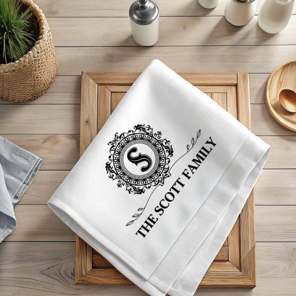 Custom monogram tea towel