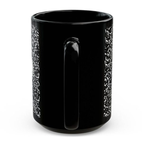 Notebook pattern black mug