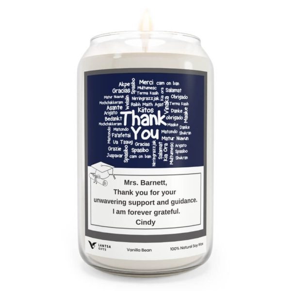 Graduate thank you custom candle