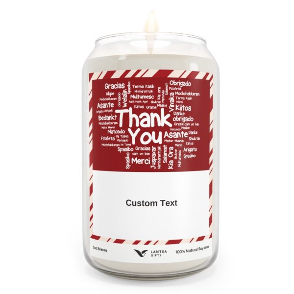 Holiday custom thank you candle