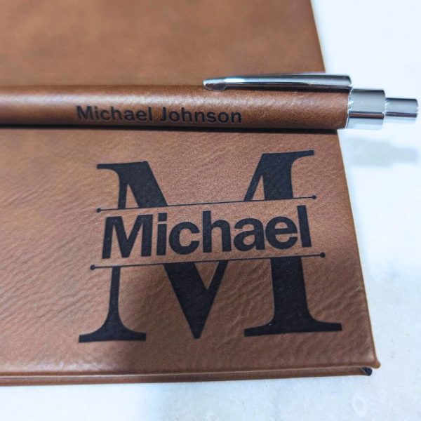 Custom engraved notebook with pen