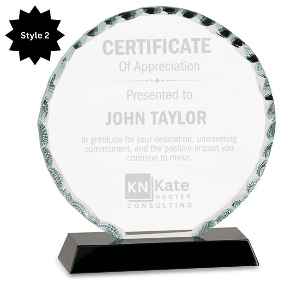 Personalized glass recognition award