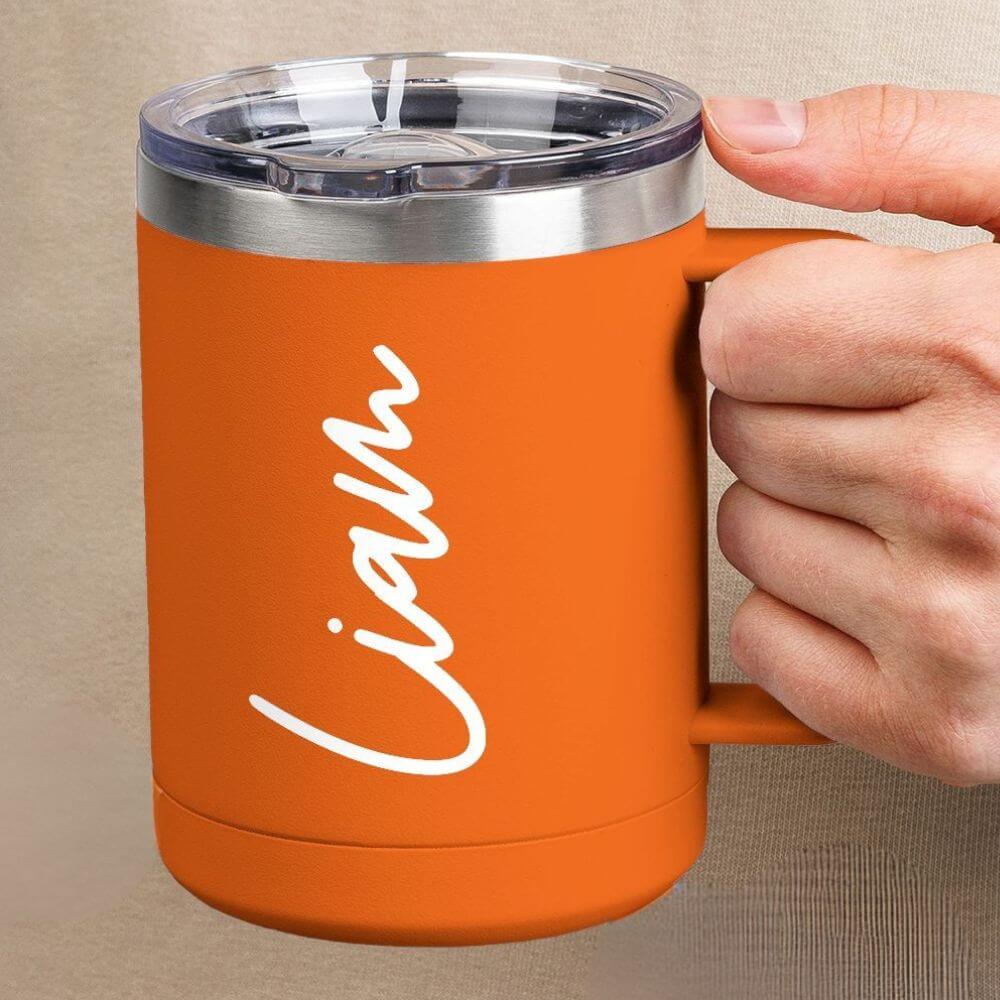 Custom name orange tumbler