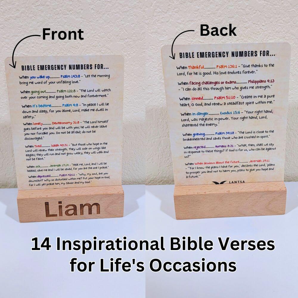 Bible emergency number custom desktop decor