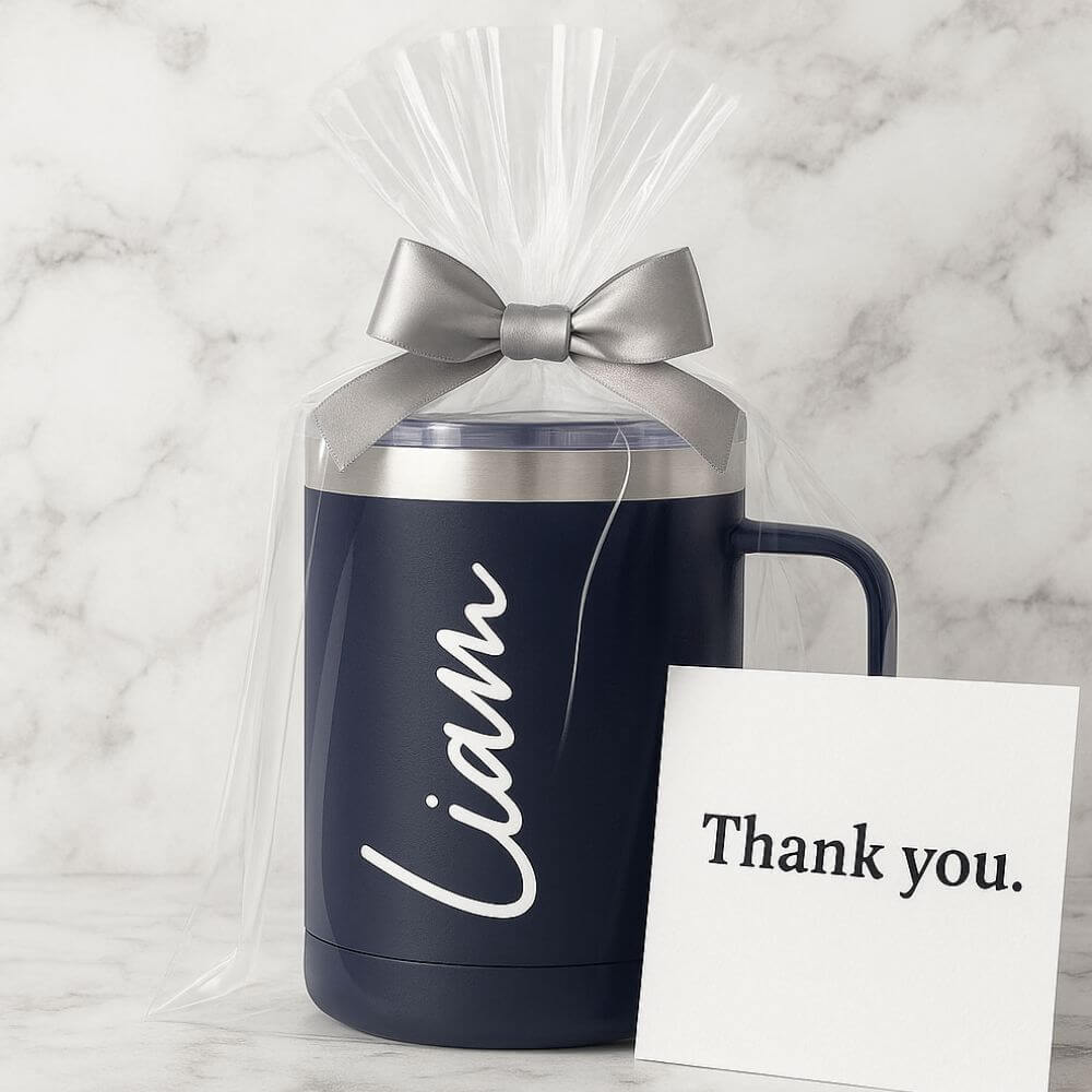 Custom name mug gift wrap