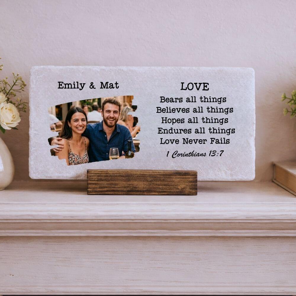 Personalized Wedding Gift Set Stone Keepsake & Card