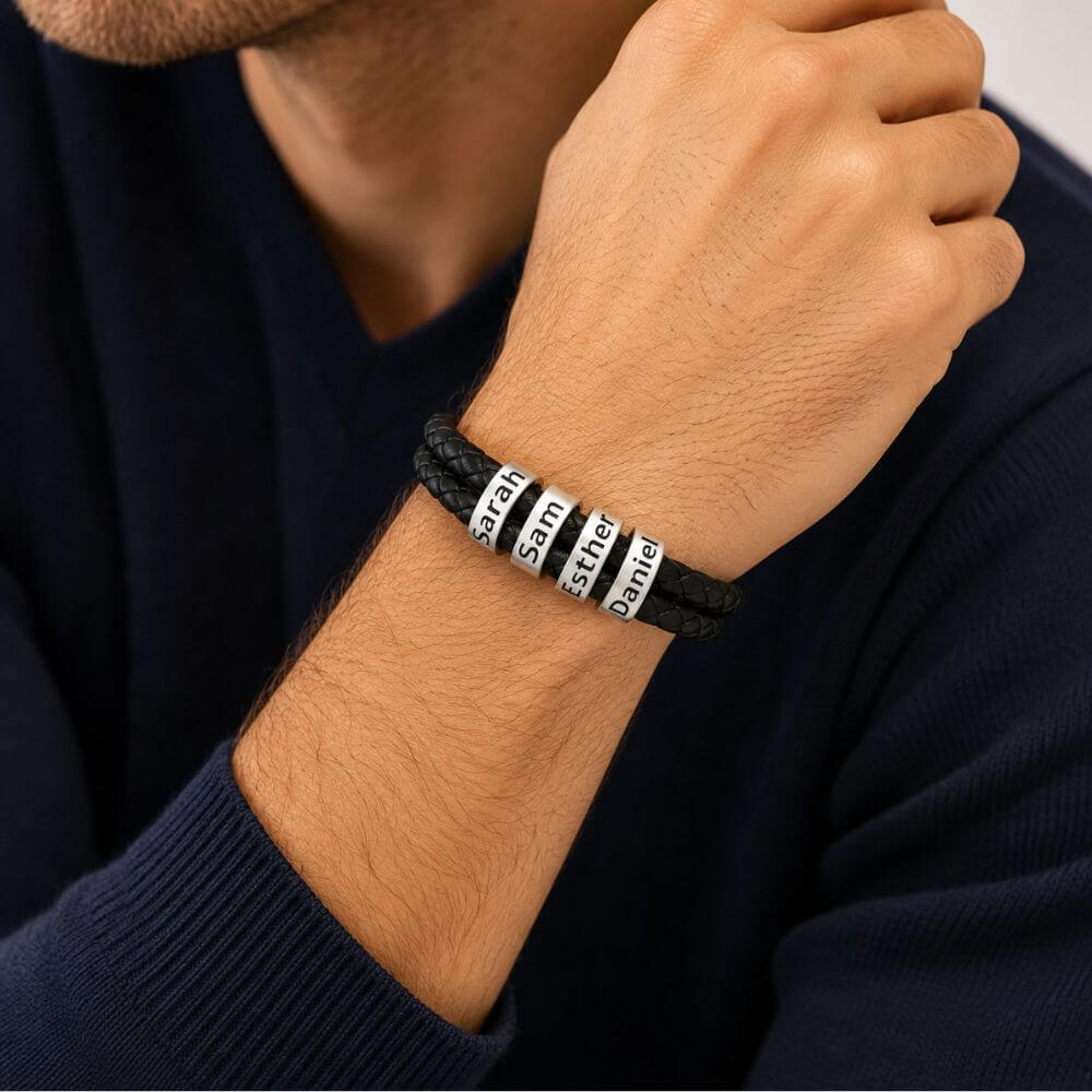 Personalized leather bracelet for Dad