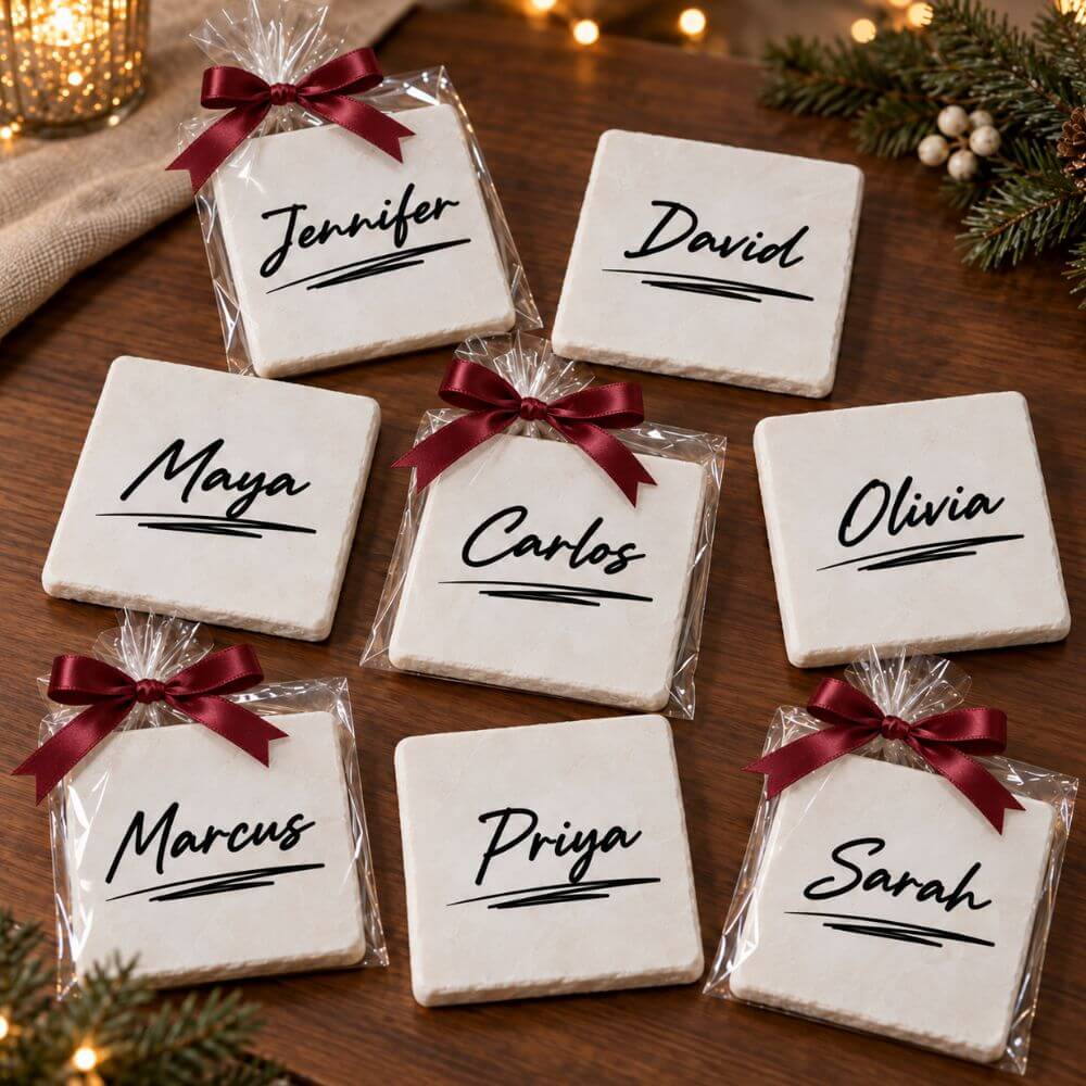Personalized Office Holiday Gift Stone Coaster